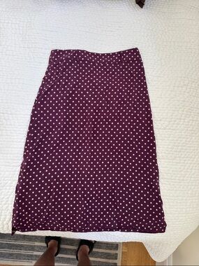 Purple Polka Dot Midi Skirt - Classic A-Line
